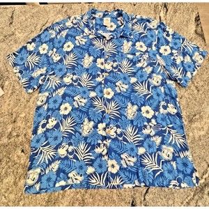 Disney Hawaiian Shirt Blue XL Mens Pluto Mickey Minnie DisneyCore VTG Early 2000